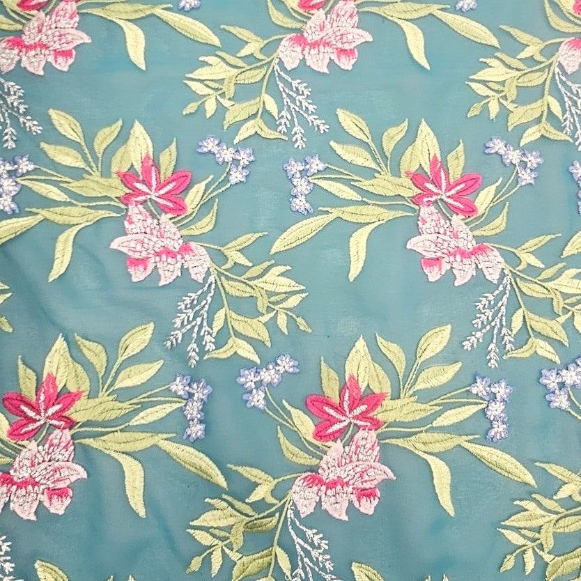 Floral Embroidery Georgette Fabric