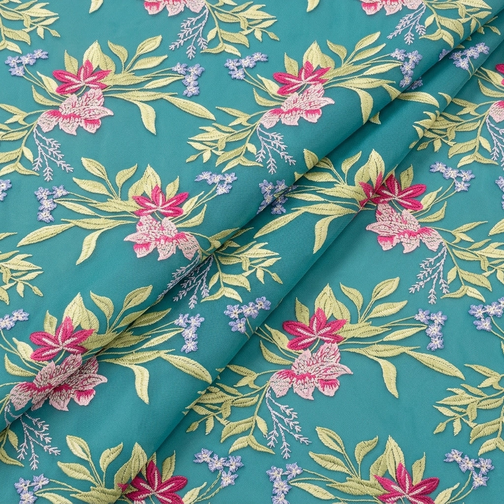 Floral Embroidery Georgette Fabric