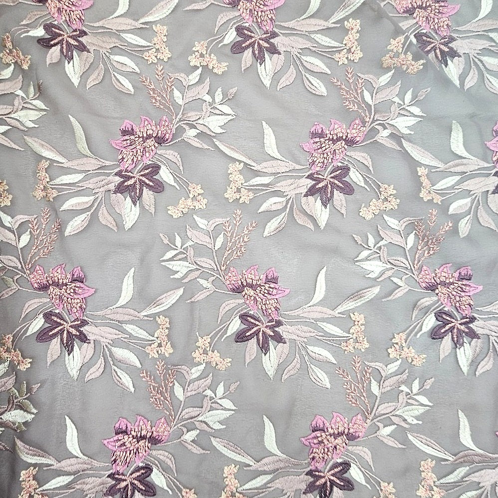Floral Embroidery Georgette Fabric