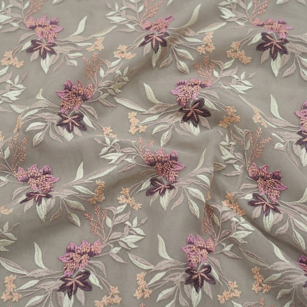 Floral Embroidery Georgette Fabric