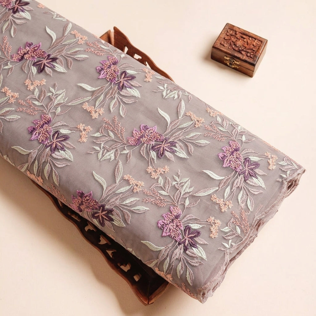 Floral Embroidery Georgette Fabric