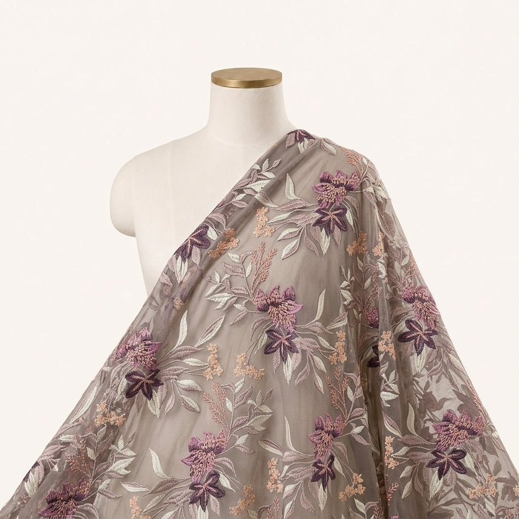 Floral Embroidery Georgette Fabric