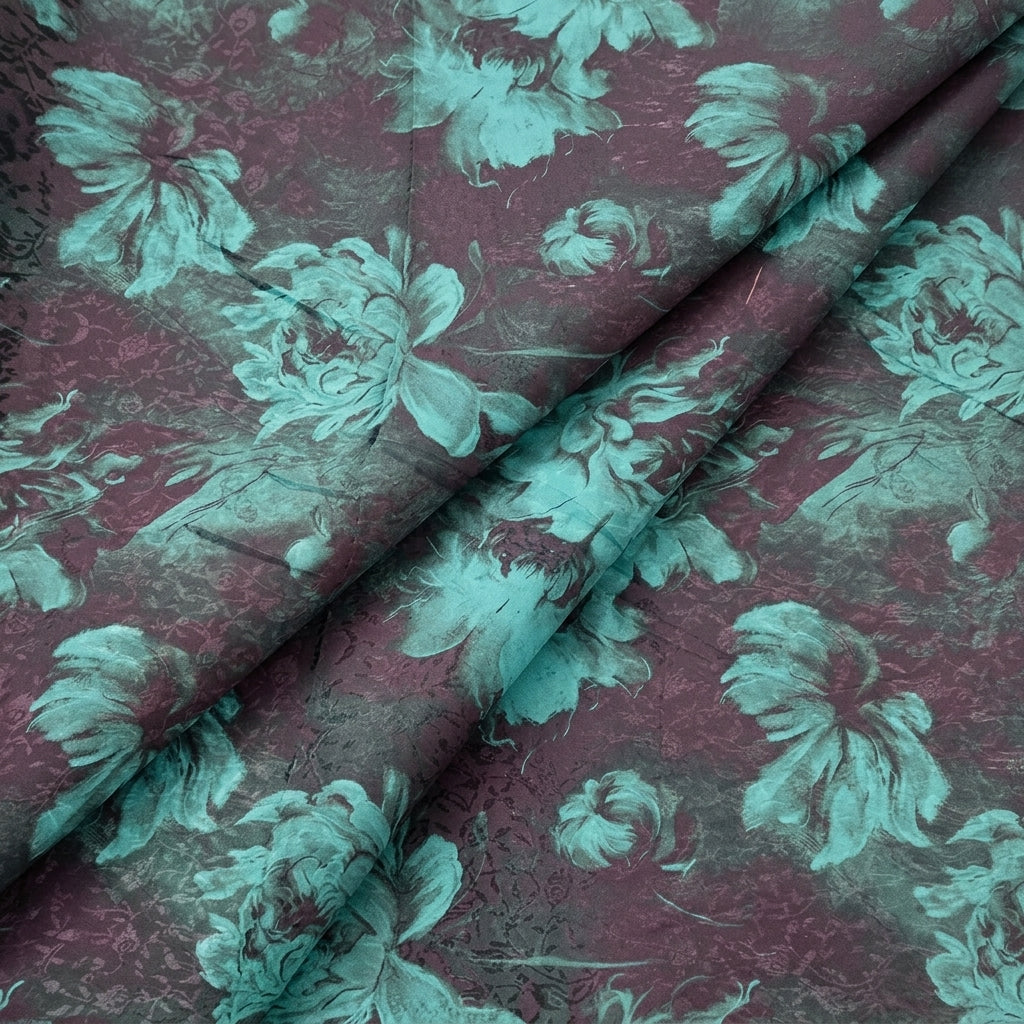 Black Floral Crepe Fabric - EB13222