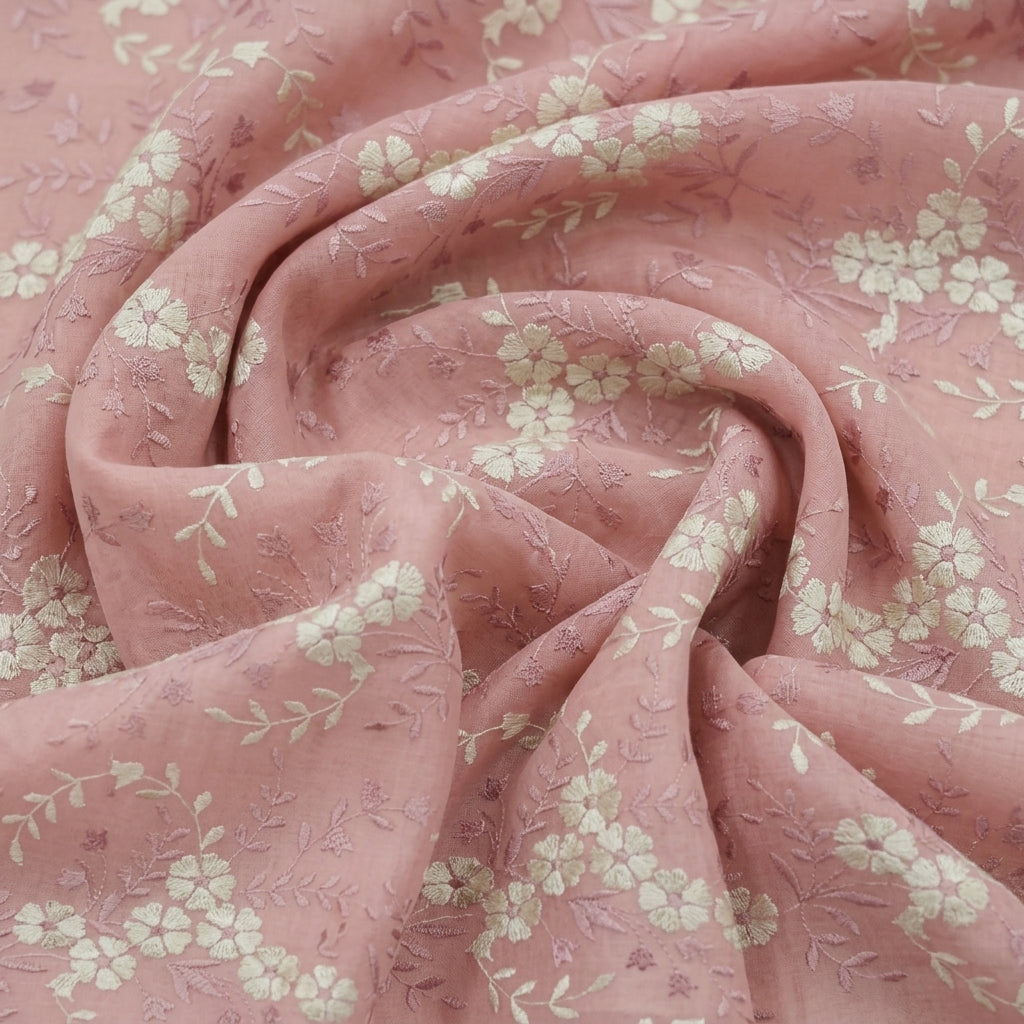 Floral Embroidery Cotton Fabric