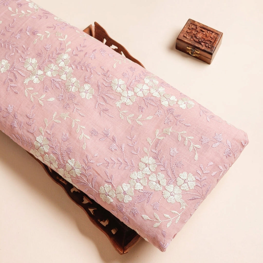 Floral Embroidery Cotton Fabric