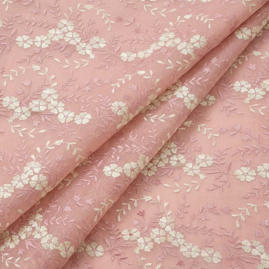 Floral Embroidery Cotton Fabric
