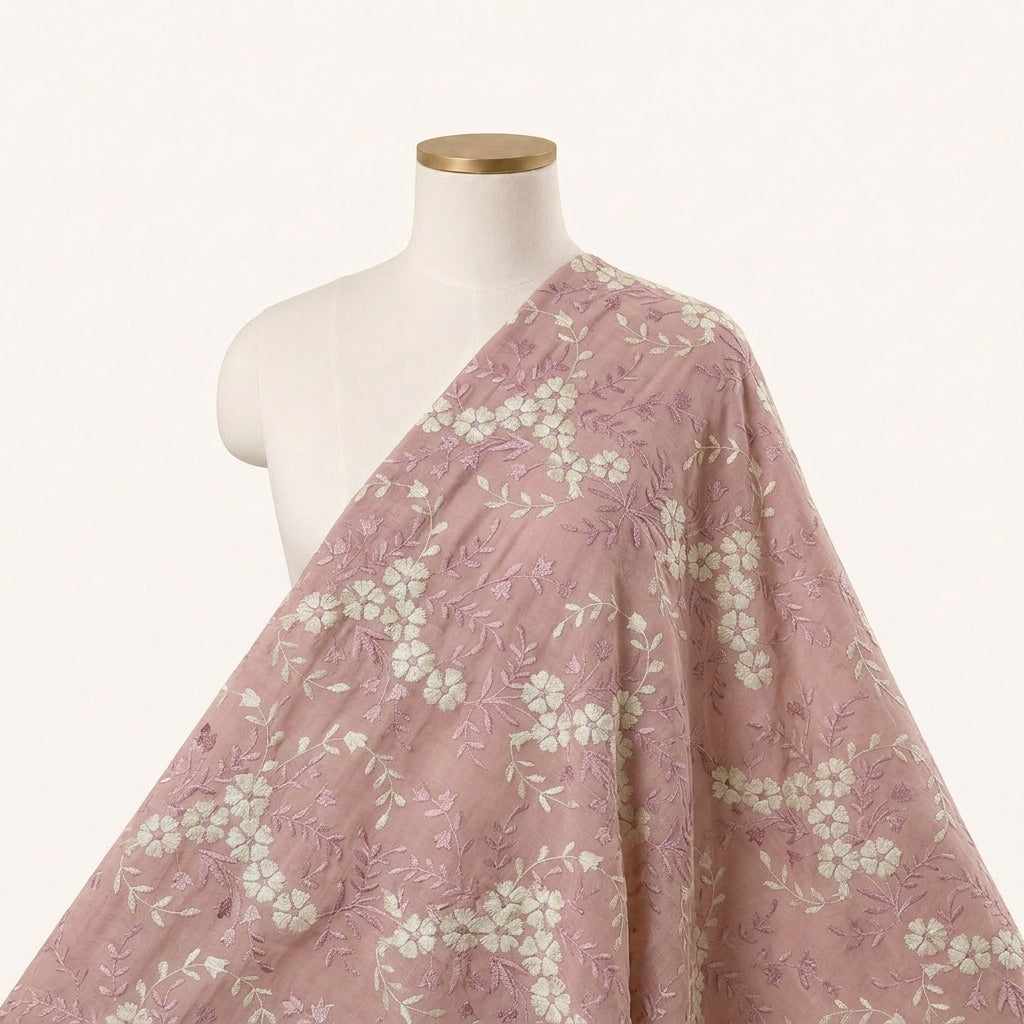 Floral Embroidery Cotton Fabric
