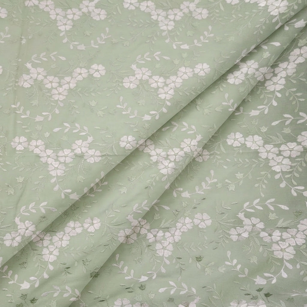 Floral Embroidery Cotton Fabric