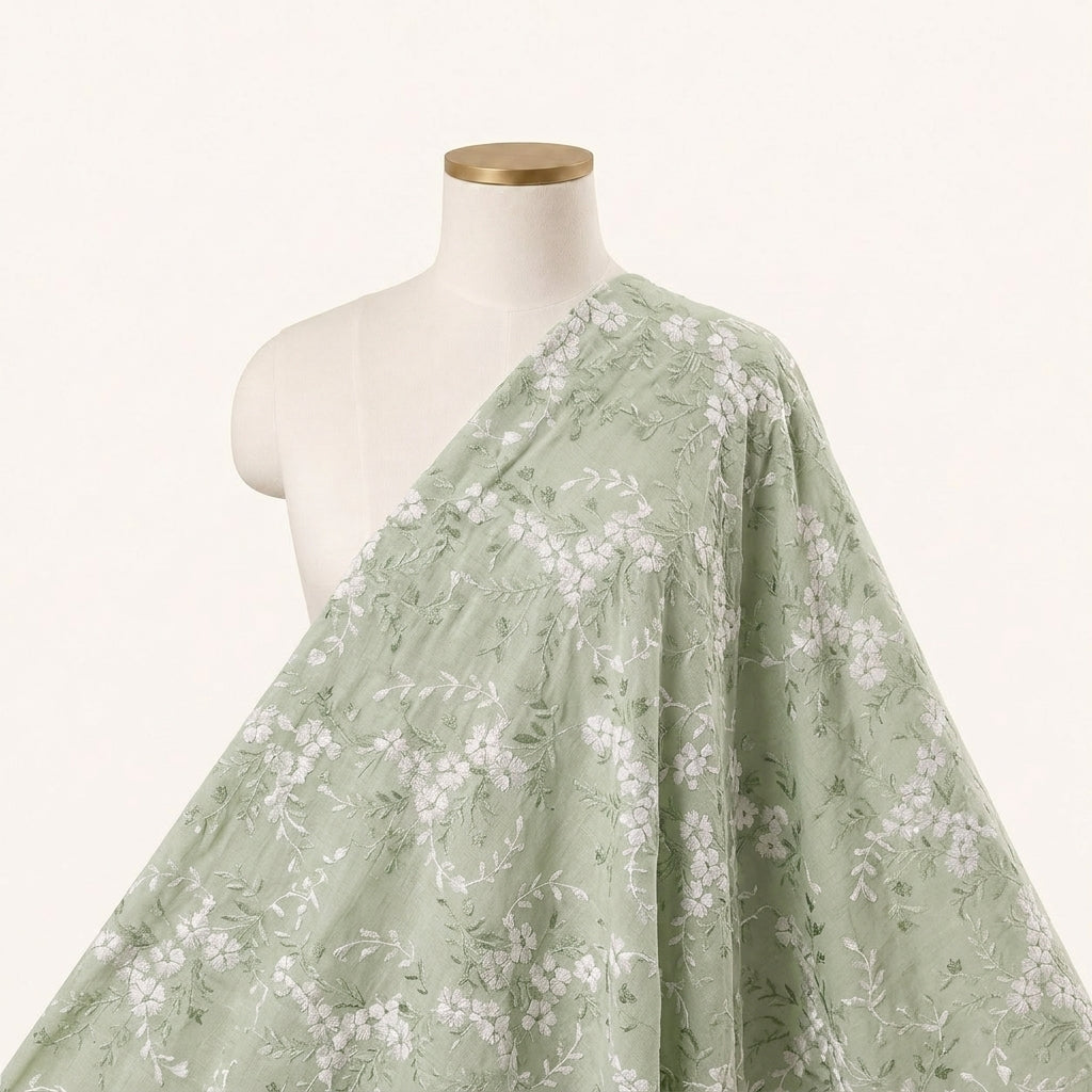 Floral Embroidery Cotton Fabric