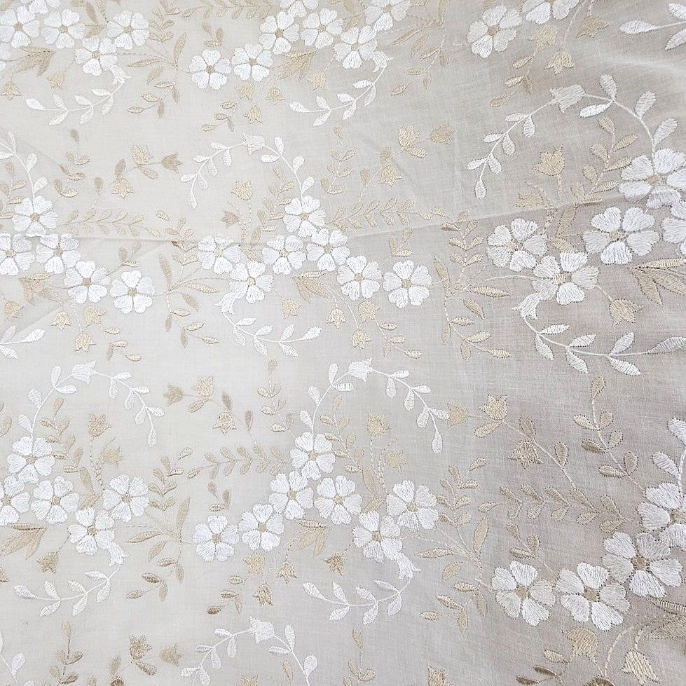 Floral Embroidery Cotton Fabric