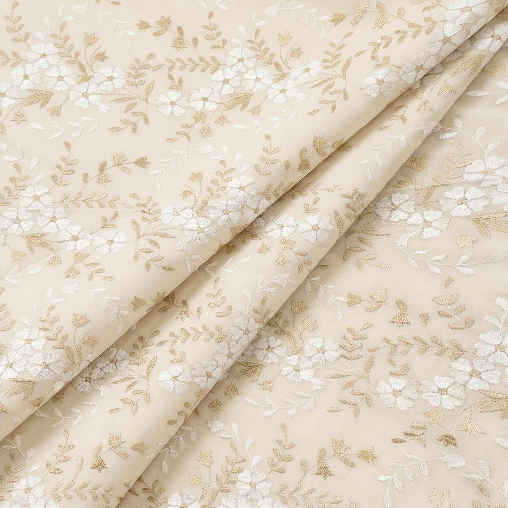 Floral Embroidery Cotton Fabric