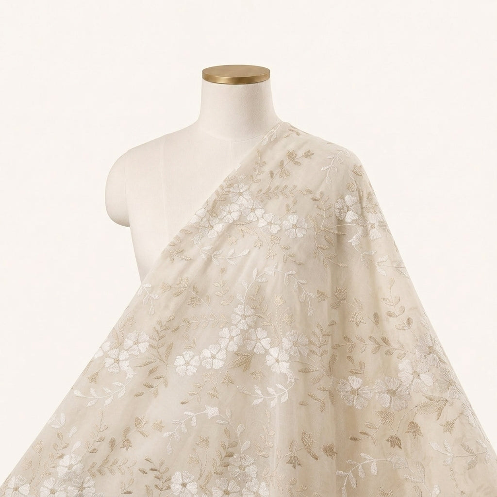 Floral Embroidery Cotton Fabric