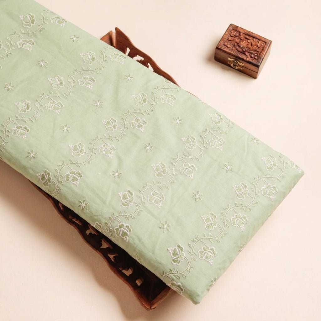 Floral Embroidery Cotton Fabric