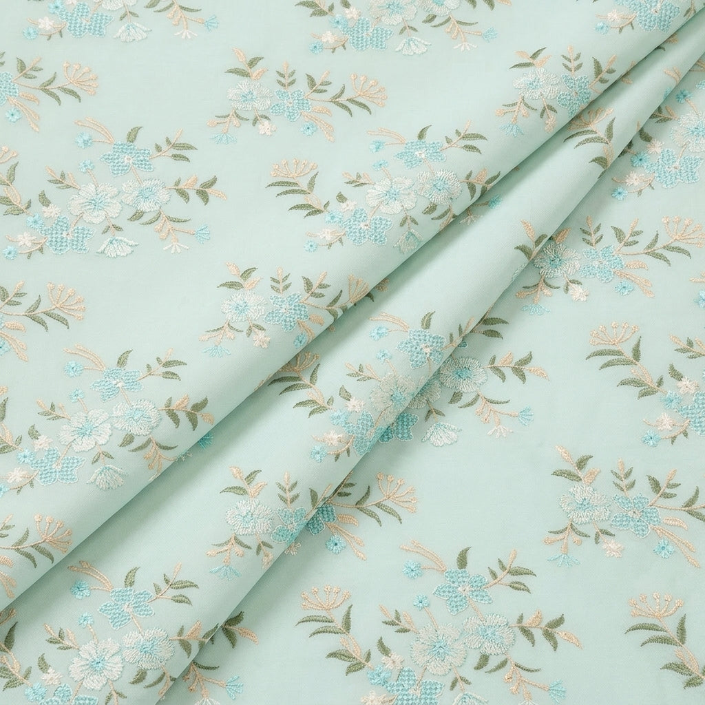 Floral Embroidery Cotton Fabric