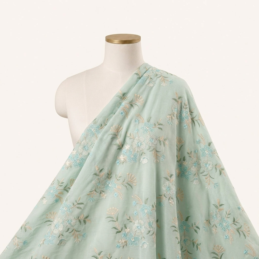 Floral Embroidery Cotton Fabric