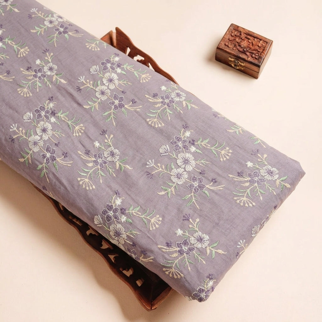 Floral Embroidery Cotton Fabric