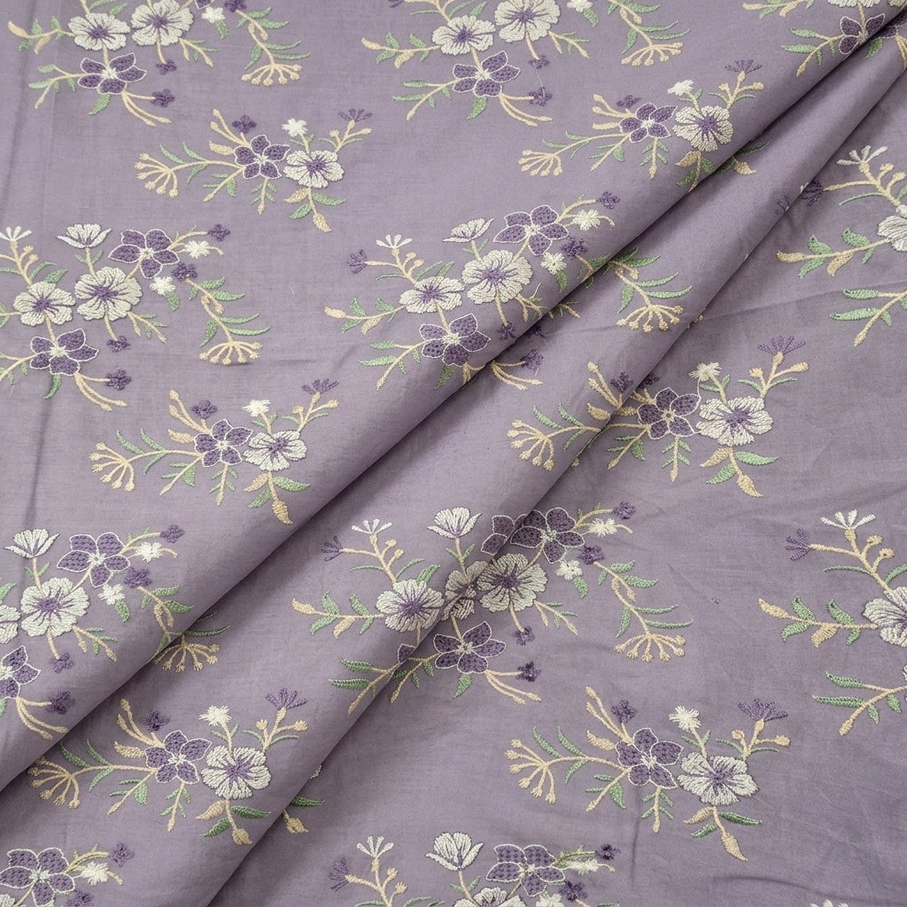 Floral Embroidery Cotton Fabric