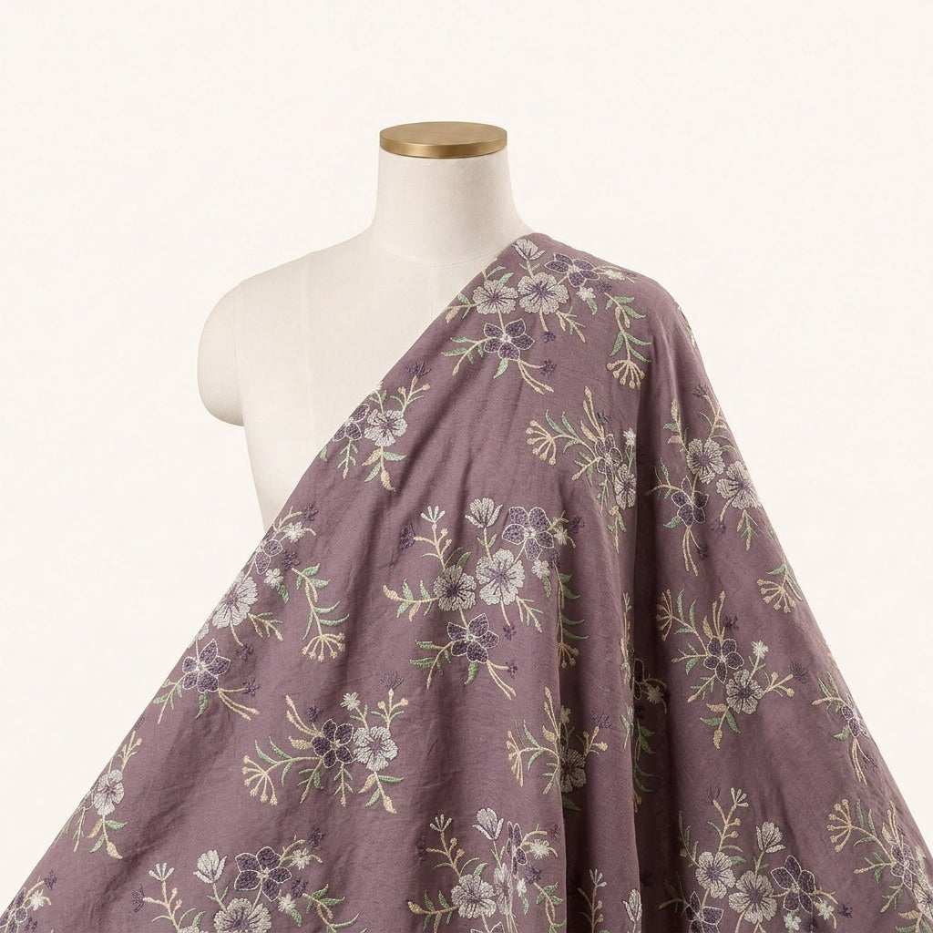 Floral Embroidery Cotton Fabric