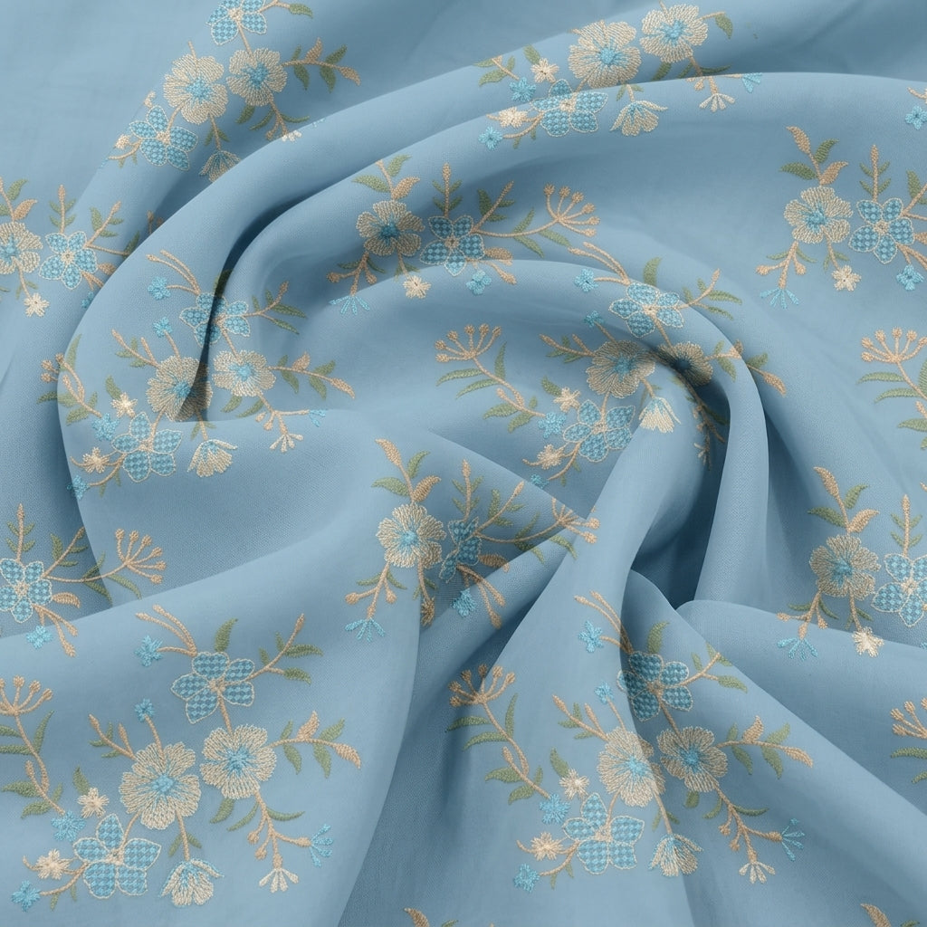 Floral Embroidery Cotton Fabric
