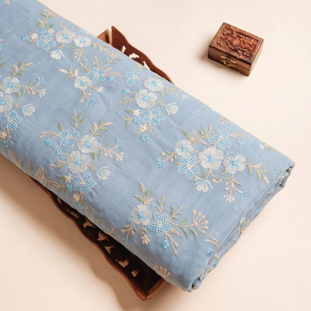 Floral Embroidery Cotton Fabric
