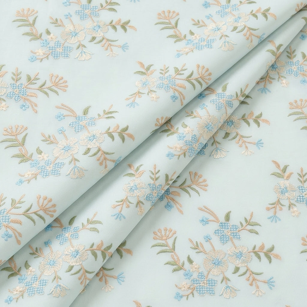 Floral Embroidery Cotton Fabric