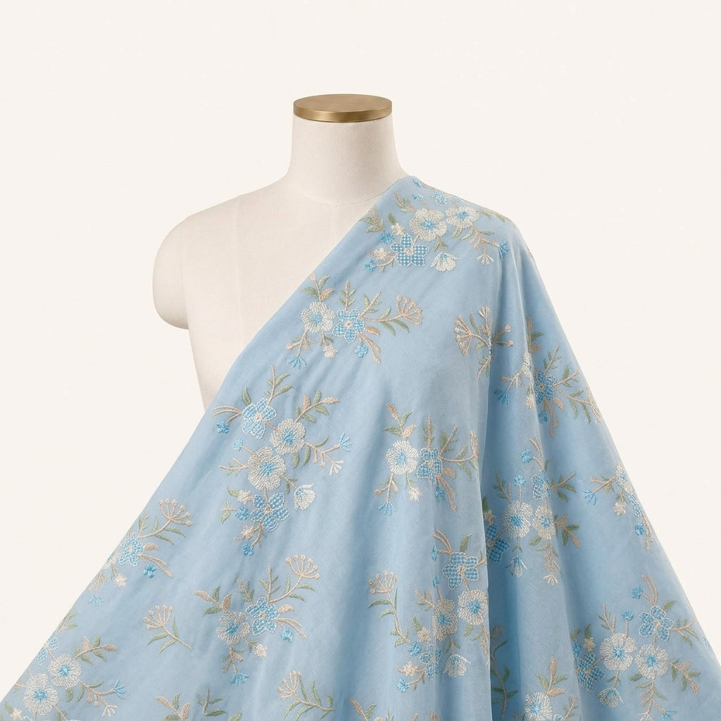 Floral Embroidery Cotton Fabric