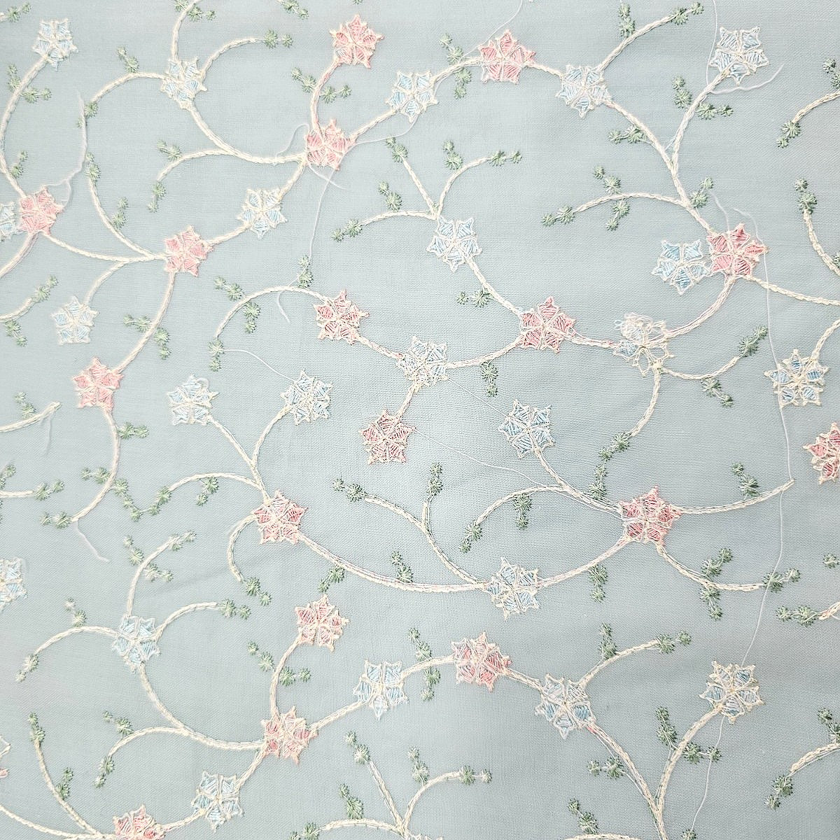 Light Blue Embroidery Cotton Fabric - EB13246 - EB13246 - Flat fabric
