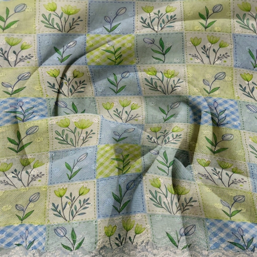 Floral Embroidery Cotton Fabric