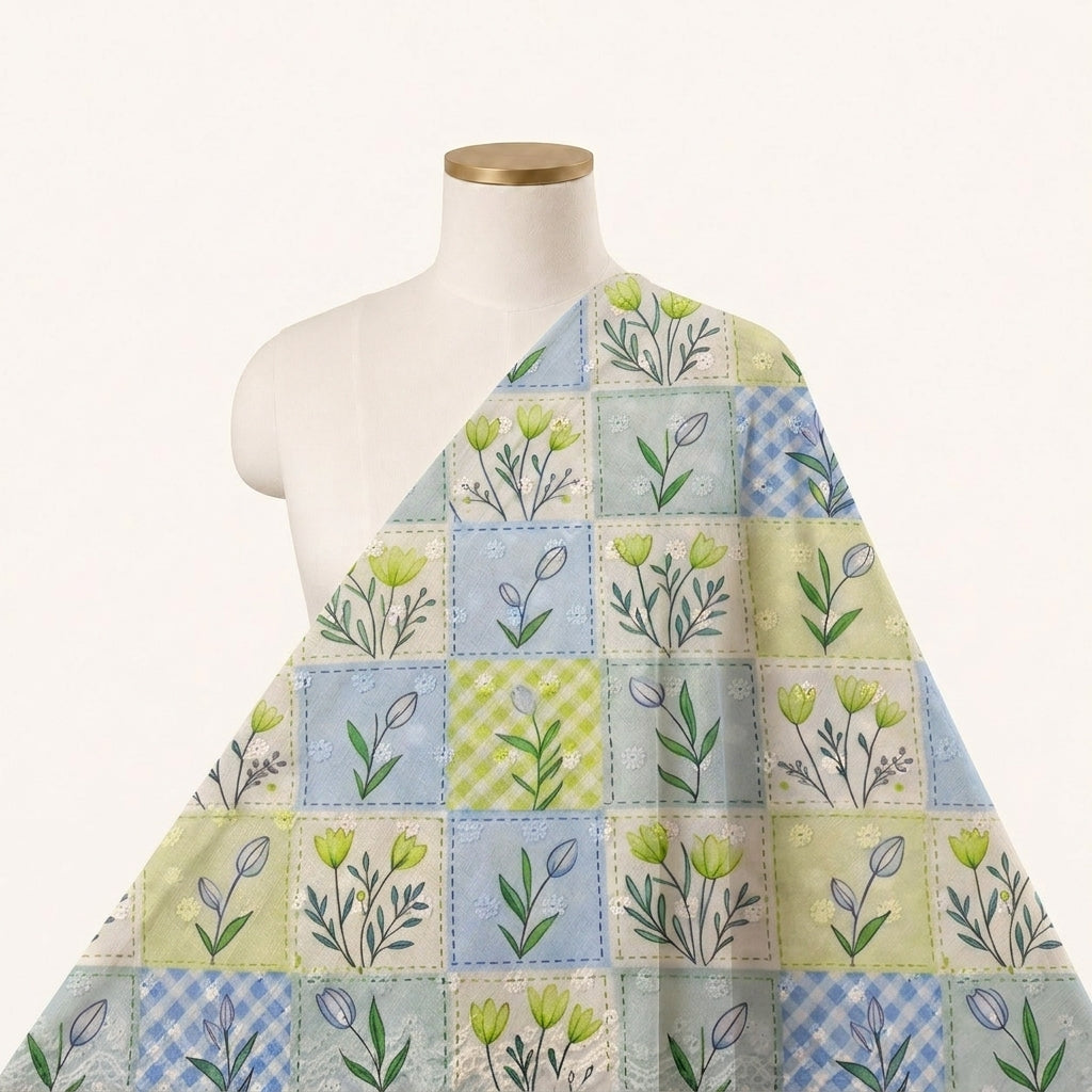 Floral Embroidery Cotton Fabric