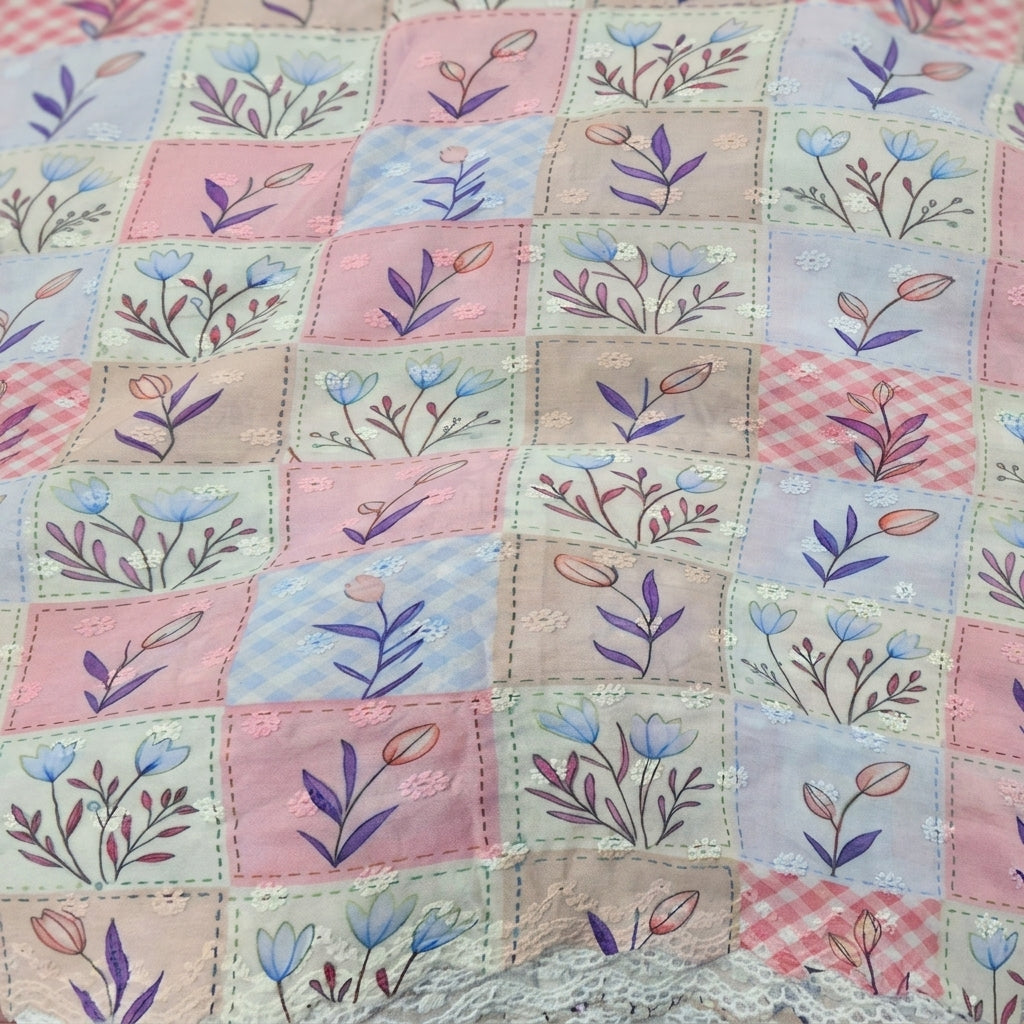 Floral Embroidery Cotton Fabric