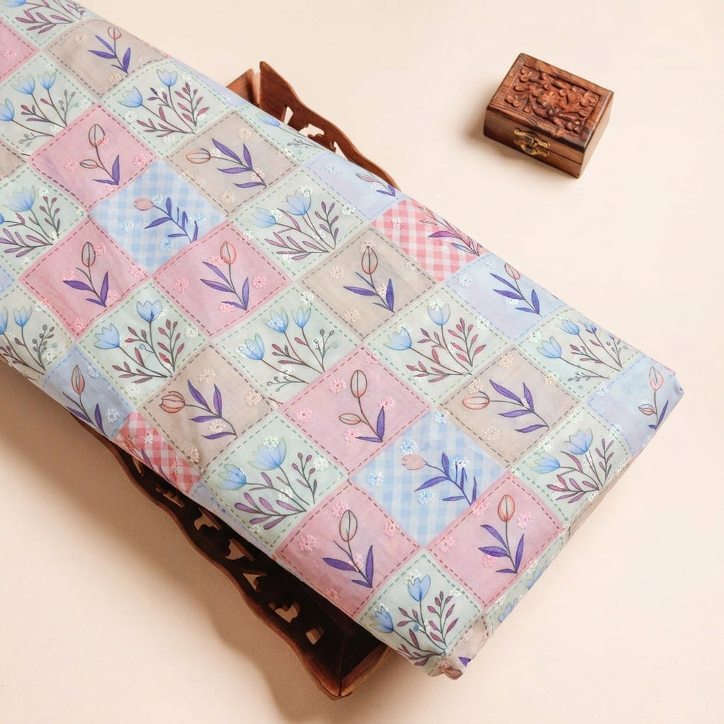 Floral Embroidery Cotton Fabric