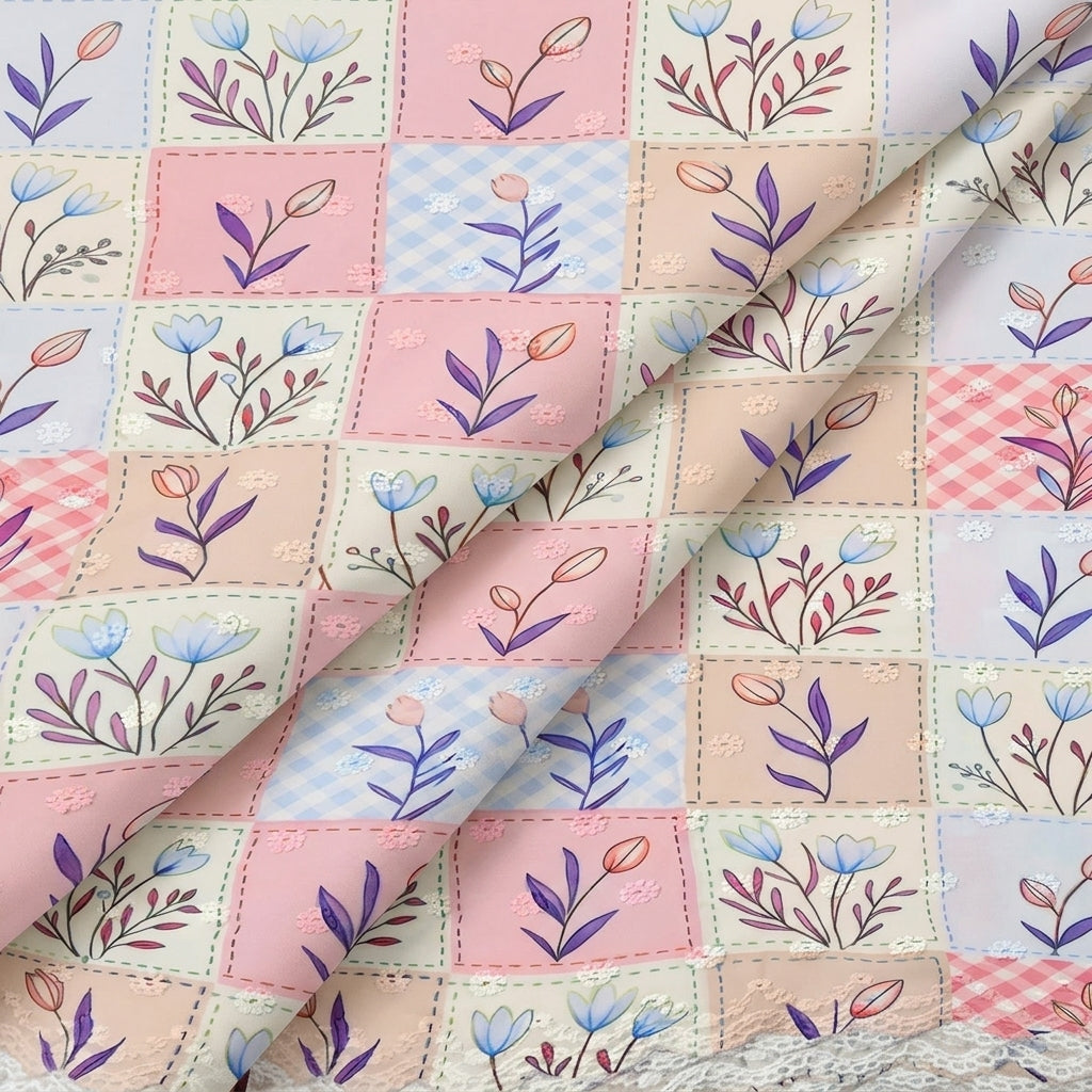 Floral Embroidery Cotton Fabric
