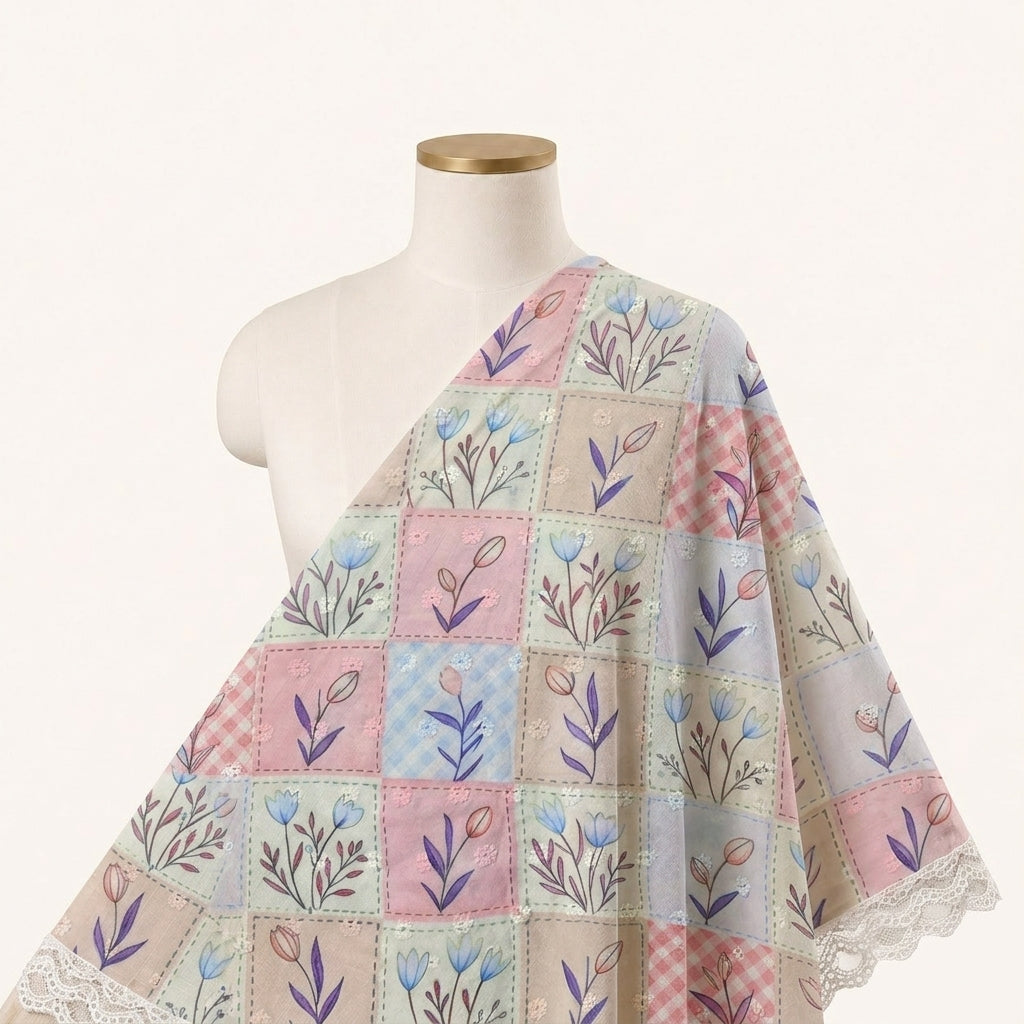 Floral Embroidery Cotton Fabric