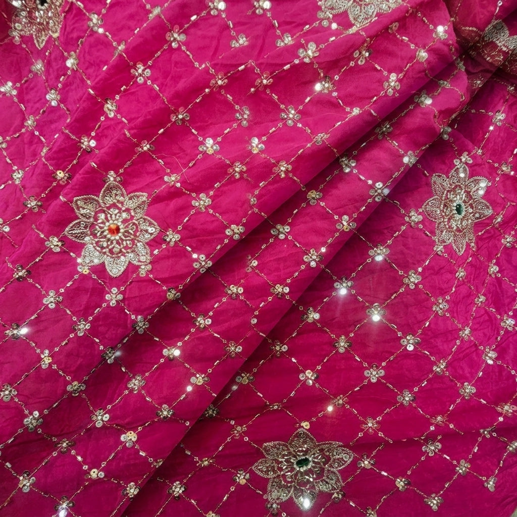 Embroidery Crepe Fabric - EB13259 - folds