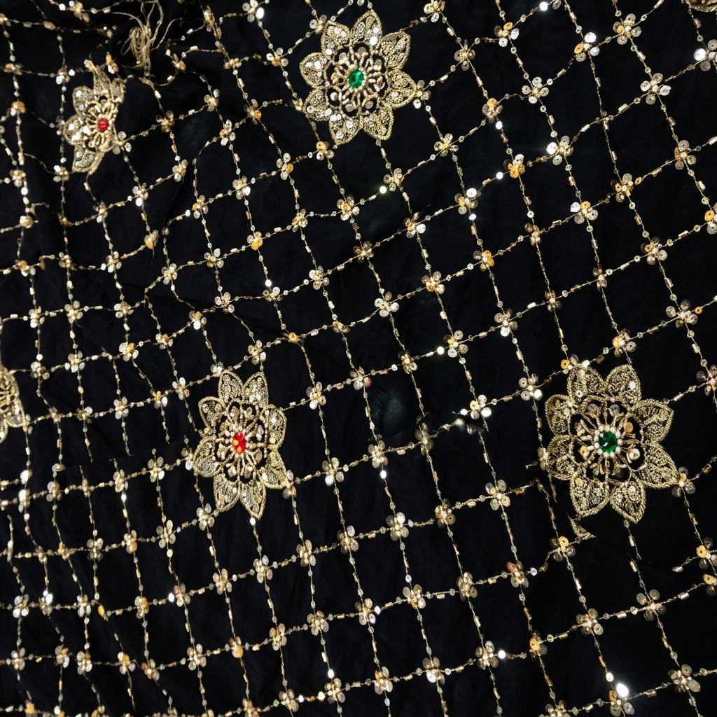 Embroidery Crepe Fabric - EB13263 - Swirl