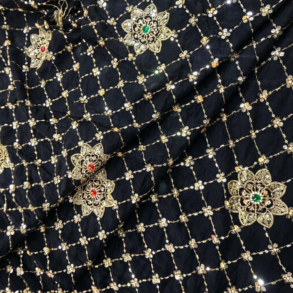 Embroidery Crepe Fabric - EB13263 - folds
