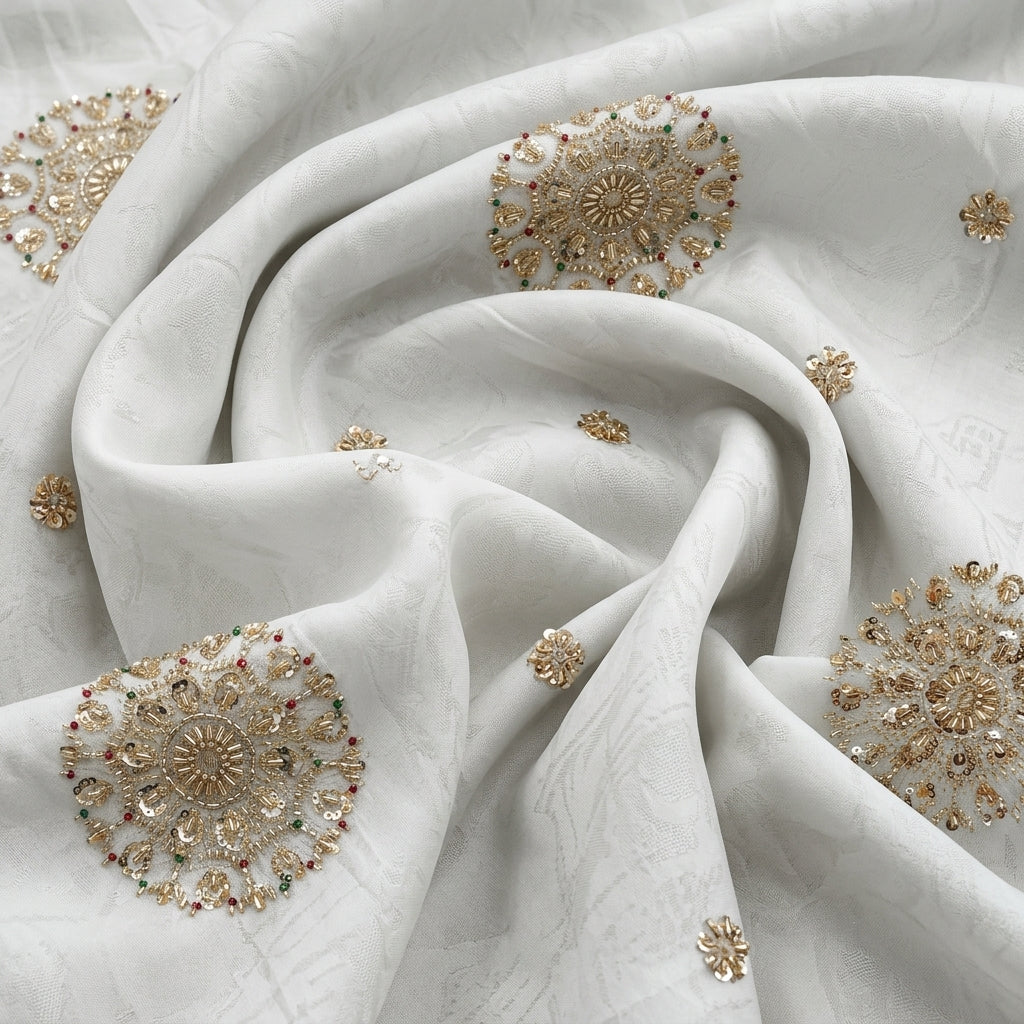 Embroidery Crepe Fabric - EB13264 - Swirl