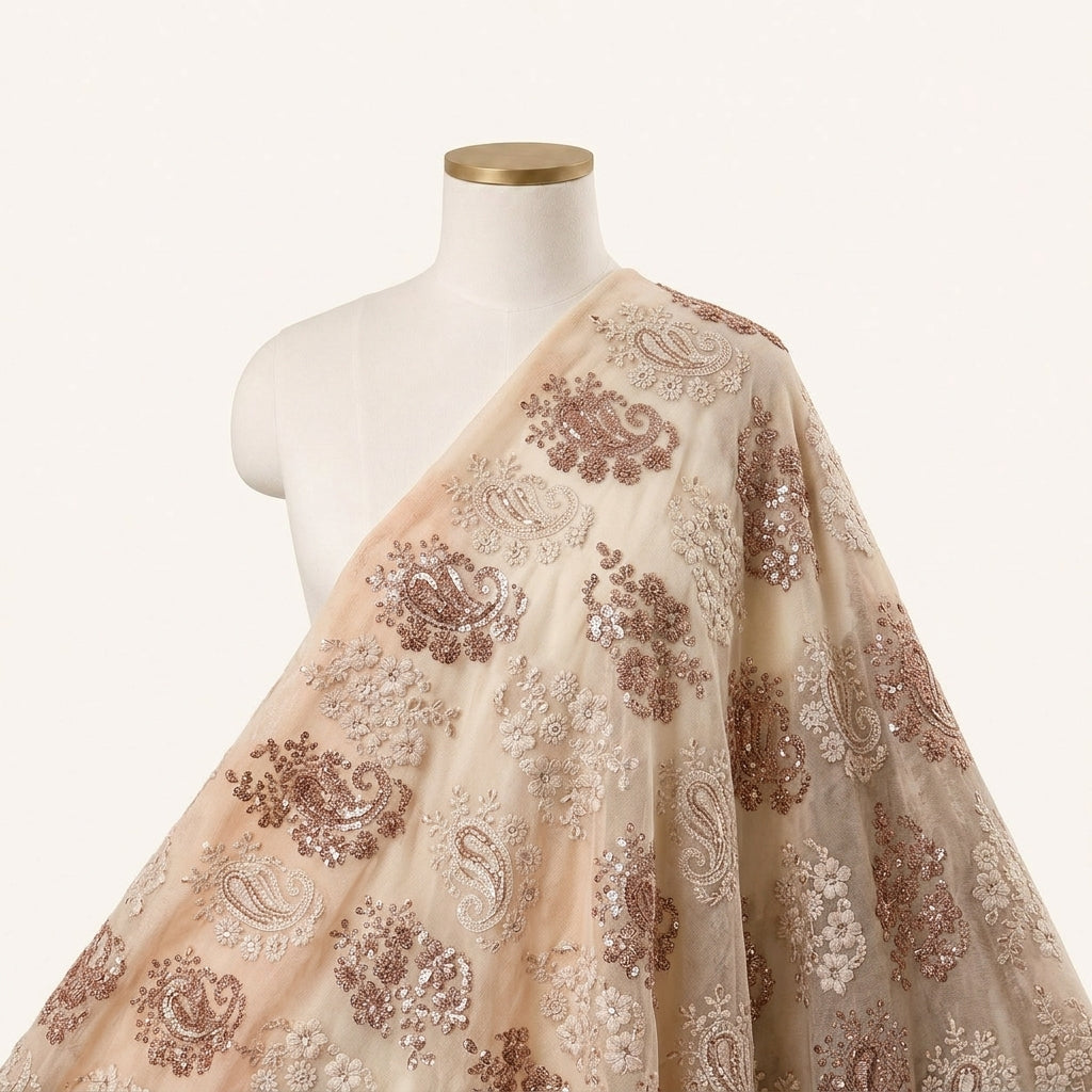Embroidery Brown Embroidery Georgette Fabric Draped as a saree