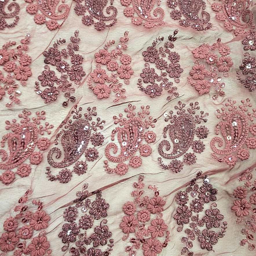 Embroidery Georgette Fabric - EB13268 - Flat fabric