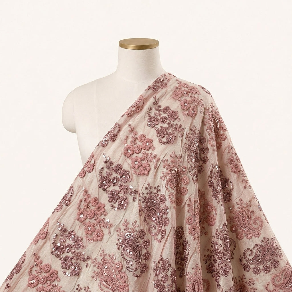 Embroidery Wine Embroidery Georgette Fabric Draped as a saree