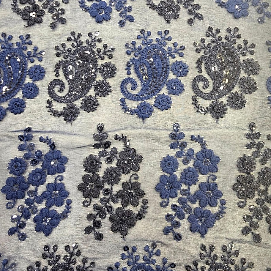 Embroidery Georgette Fabric - EB13269 - Flat fabric