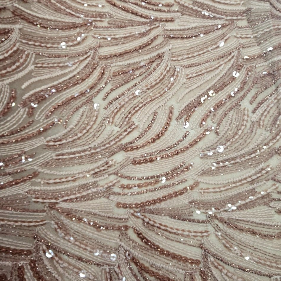 Brown Embroidery Georgette Fabric - EB13270 - EB13270 - Flat fabric
