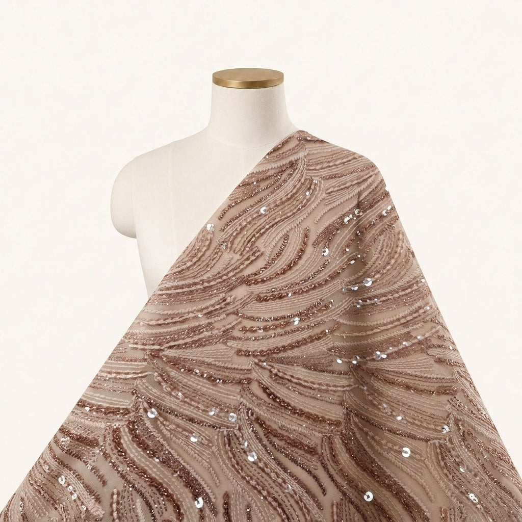 Embroidery Brown Embroidery Georgette Fabric Draped as a saree
