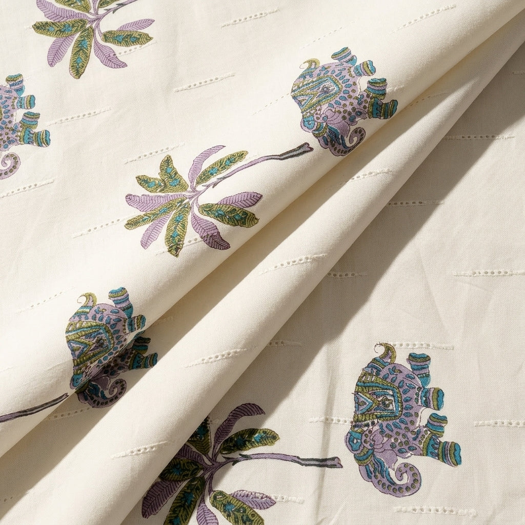 Folded Embroidery White Embroidery Cotton Fabric