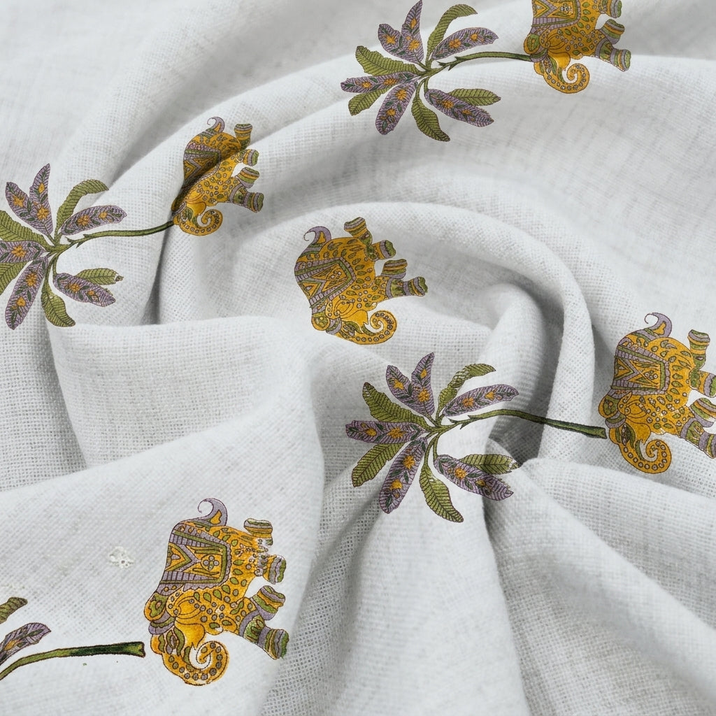 Swirled Embroidery White Embroidery Cotton Fabric