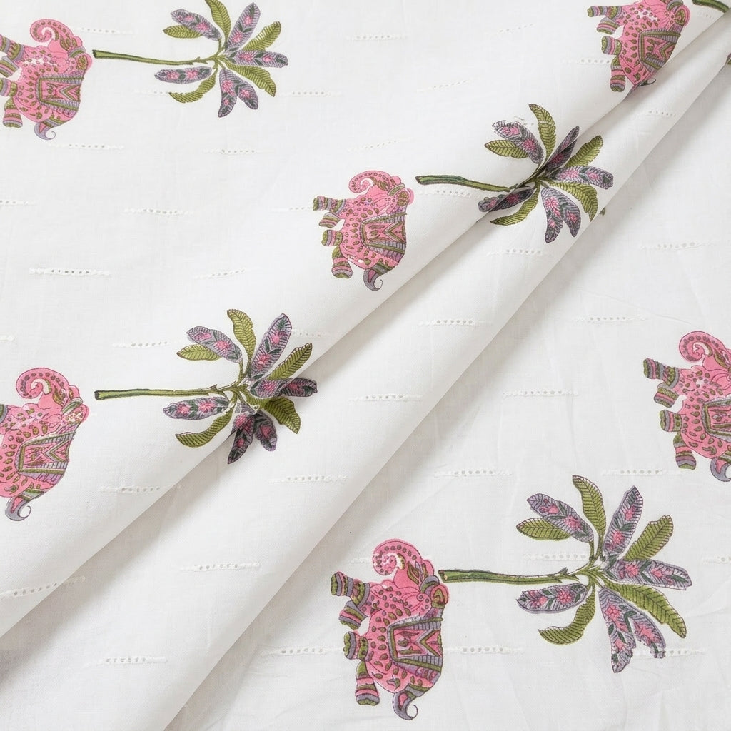 Folded Embroidery White Embroidery Cotton Fabric