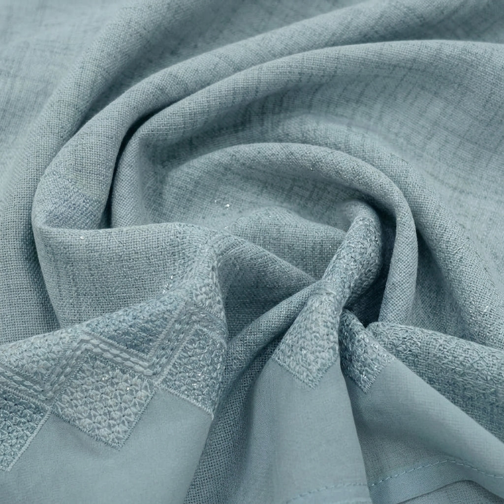Swirled Embroidery Blue Embroidery Georgette Fabric