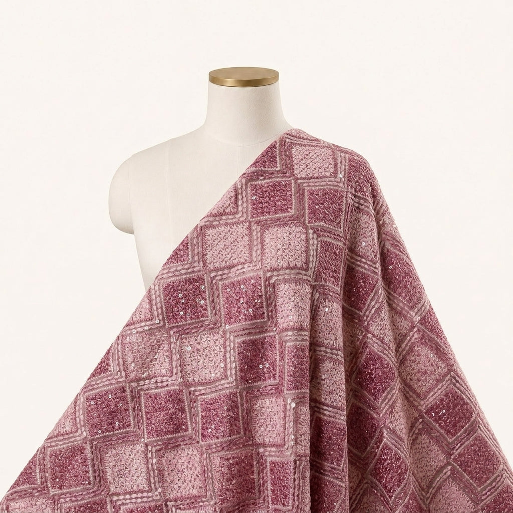 Embroidery Pink Embroidery Georgette Fabric Draped as a saree