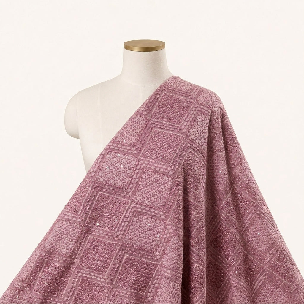 Embroidery Light Pink Embroidery Georgette Fabric Draped as a saree