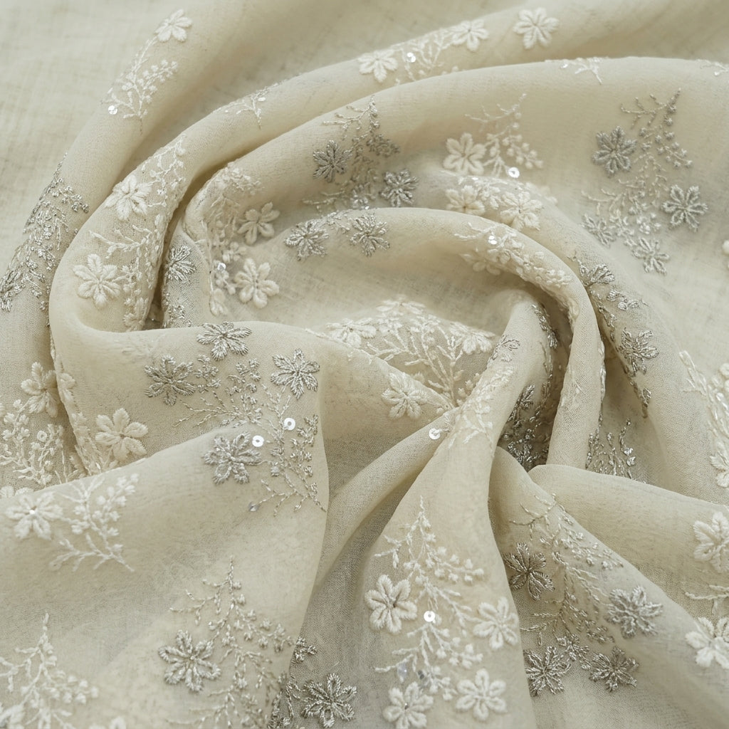 Embroidery Georgette Fabric - EB13306 - Swirl